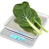 Kasio 0.01oz/0.1g 500g 1000g 2000g 3000g Digital Pro Pocket Jewelry & Kitchen Food Scale with Back-Lit LCD Display Tare, Hold and PCS Features (Silver) (3000g/0.1g)