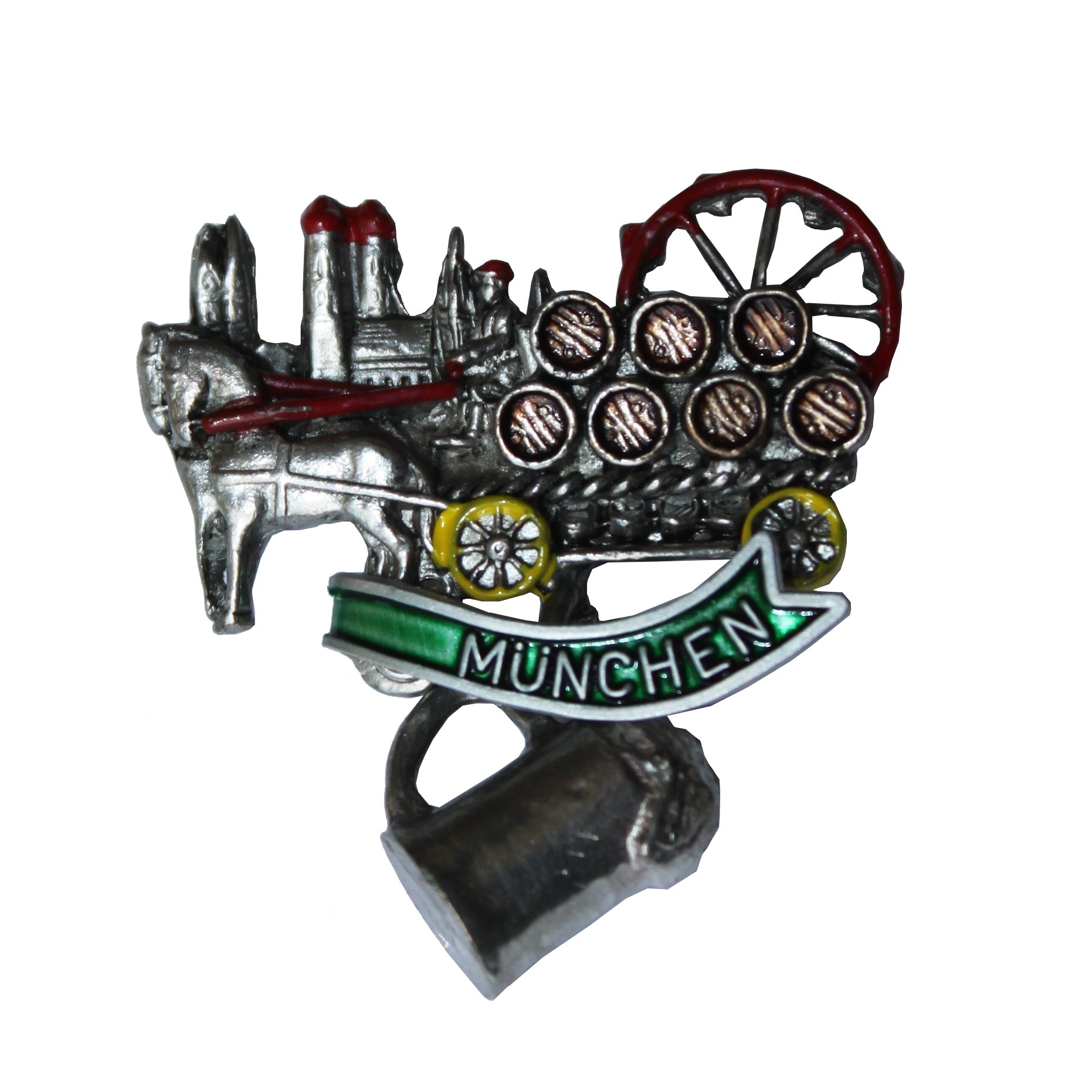 Breiter hat badge, hat jewellery, hat pin: Oktoberfest parade with attached hanging beer mug