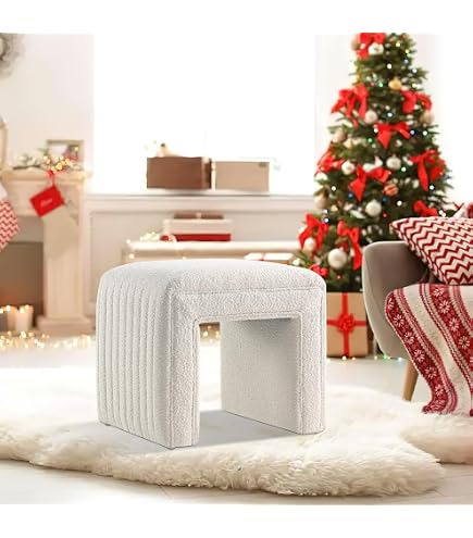 SIMPLIHOME Milltown Ottoman Bench 27" Wide - Grey Tweed Footstool For Living Room Or Bedroom - View #6