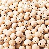 200pcs 12MM Wood Beads Natural Unfinished Round Wooden Loose Beads Wood Spacer Beads for Craft Making Decorations and DIY Crafts (12mm)