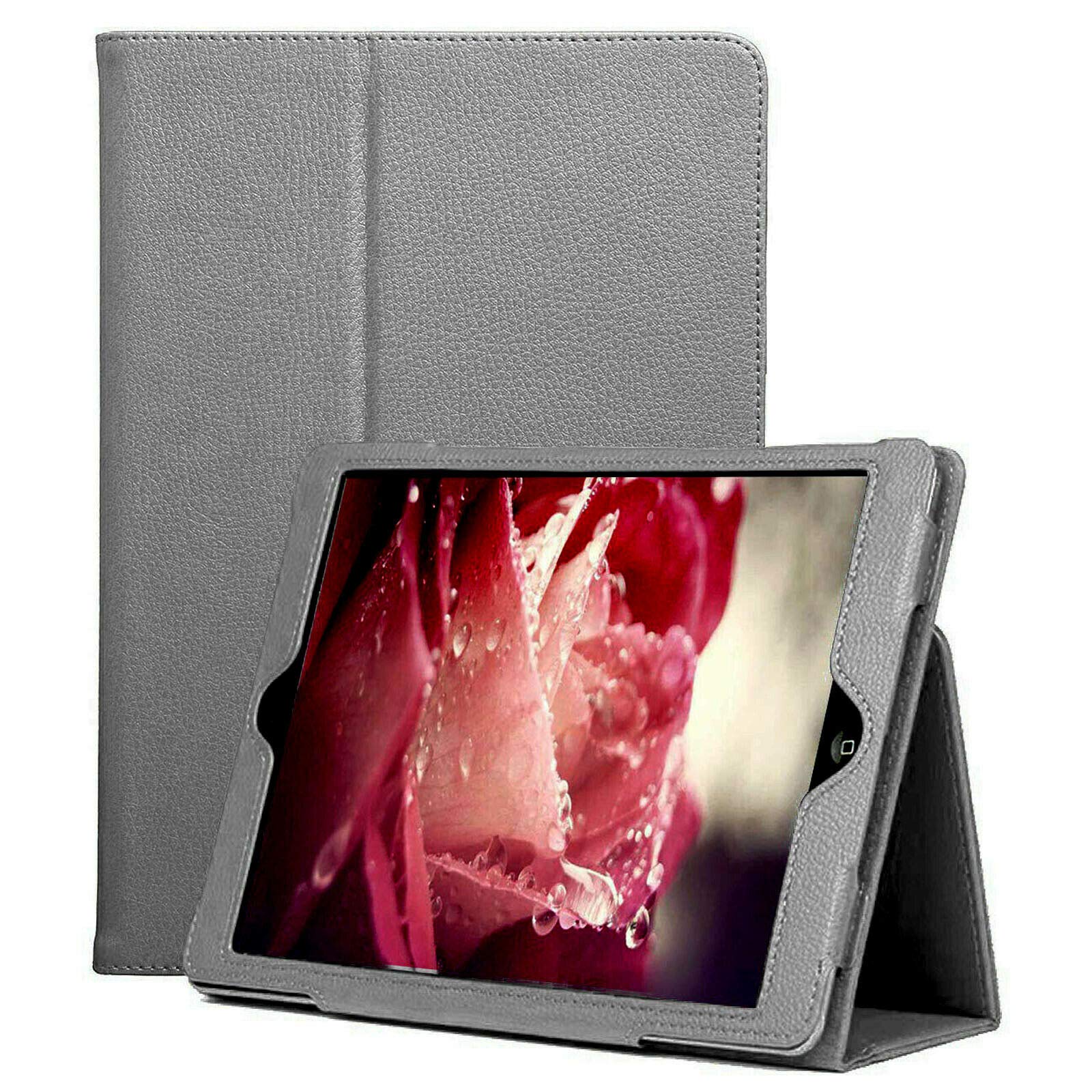 Leather Flip Stand Folio Case Plain Cover for Apple iPad Air 1,2,5th,6th Gen 9.7" (For Apple IPad Air (2nd generation), Silver) โ image 1