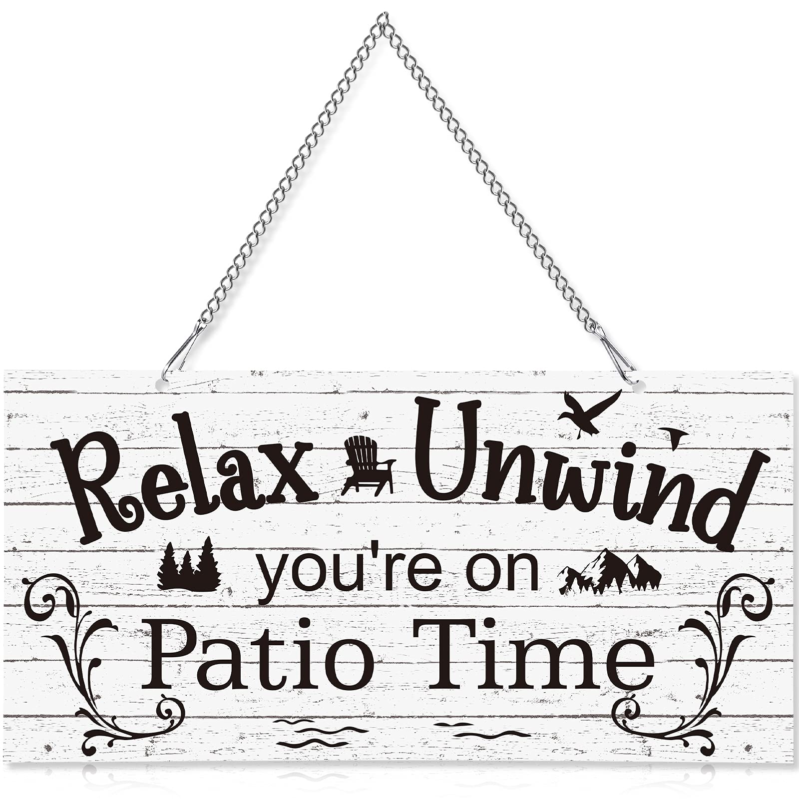 Hotop Patio Decor Patio Sign Decorations Outdoor Metal Porch Wall Decor Rustic Farmhouse Wall Art for Backyard Porch Balcony Gazebo Accessories(10 x 5",White)