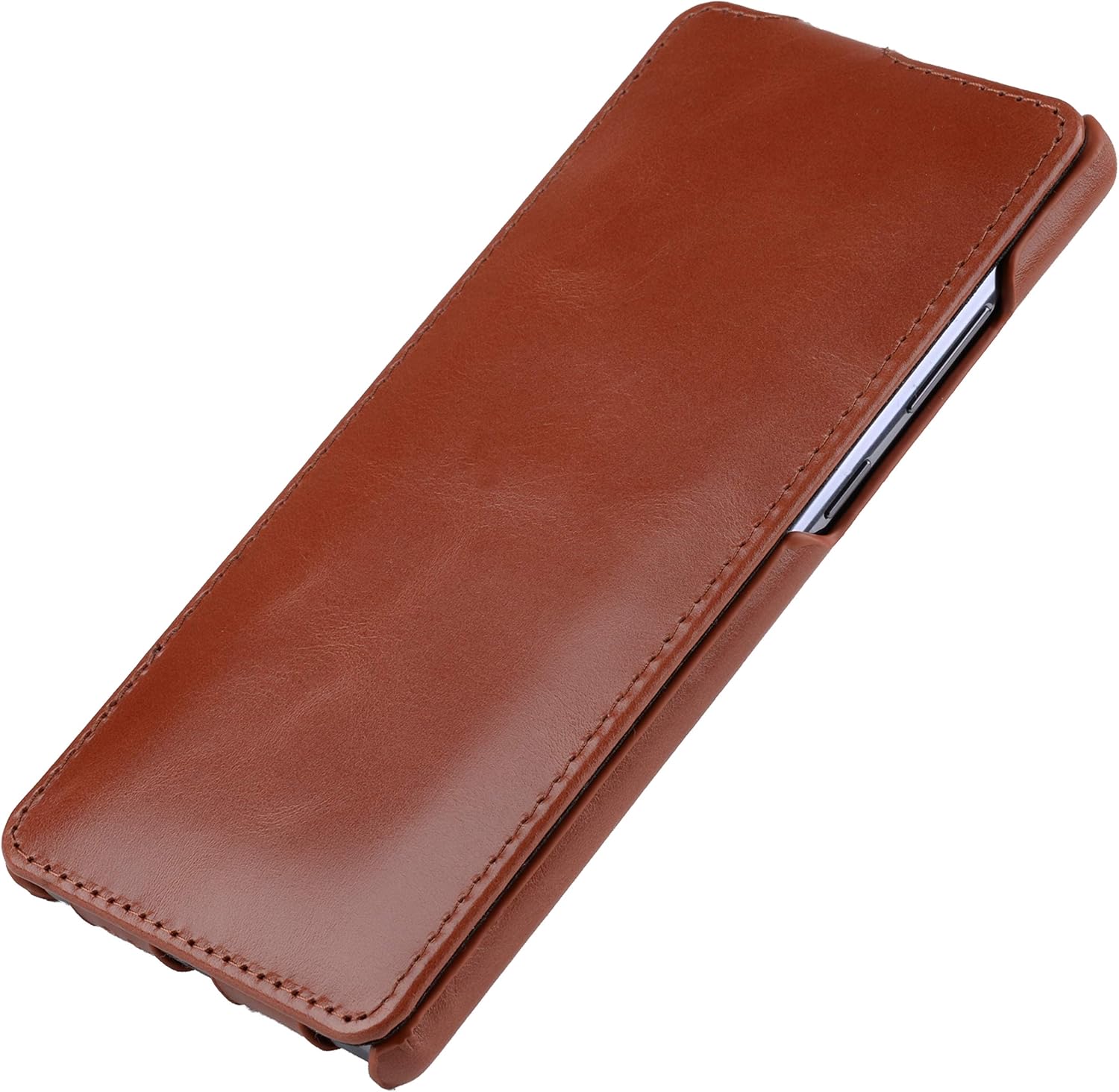 StilGut Slim Vertical Flip Case for Samsung Galaxy Note 20, Genuine Leather Samsung Galaxy Note 20 Case, Cognac Antique - Image 4