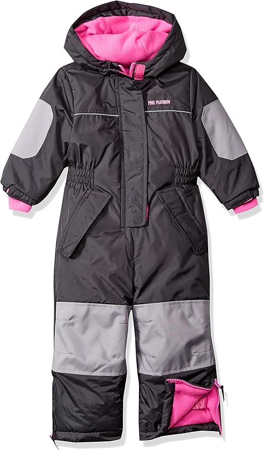 Pink Platinum Baby Girls' Snowmobile Snowsuit, Charcoal, 12 Months