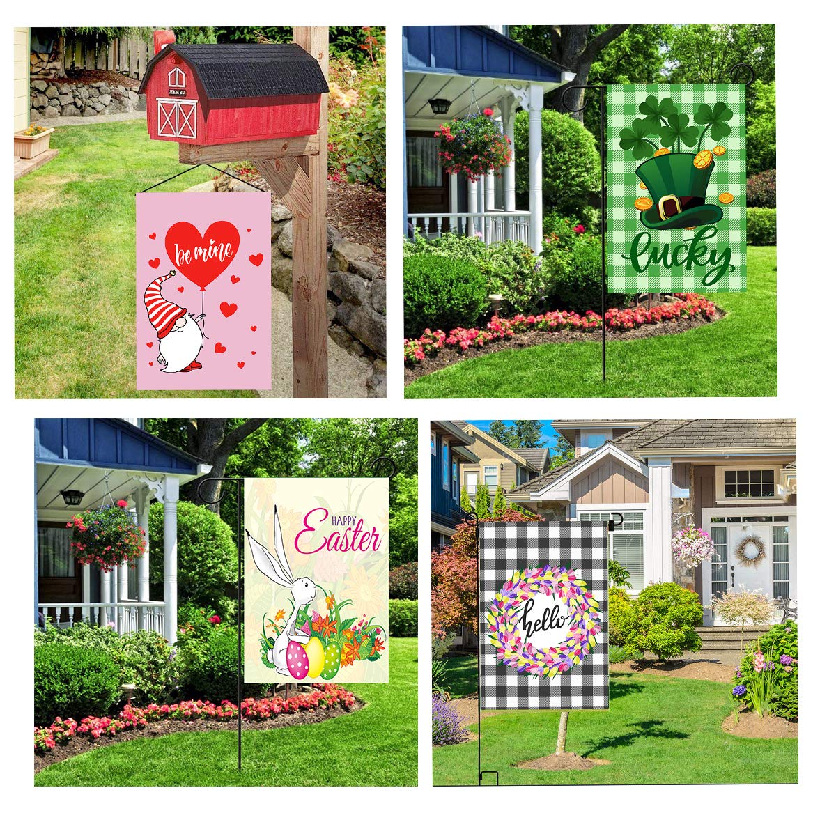 Yileqi Seasonal Garden Flags Set of 12 Double Sided Summer 4th of July Garden Flag, Small Yard Flag for Holiday Outdoor Decorations 12.5x18 Inch, with Free Anti-Wind Clip and Stopper