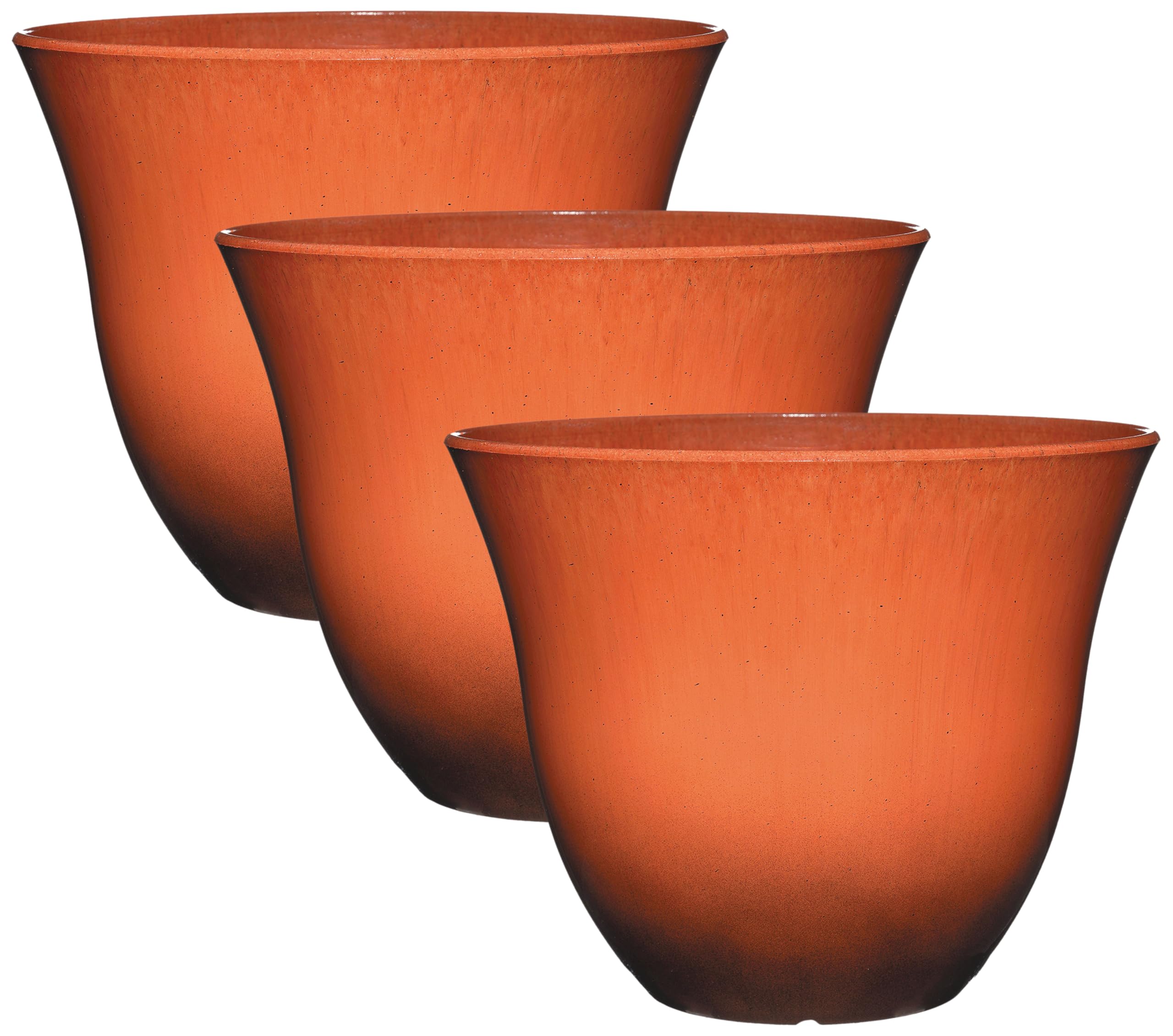 Classic Home & Garden Resin Flower Pot Planter, 13" | Orange Ember | Pack of 3 | Honeysuckle Design Image