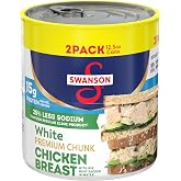 Swanson 25% Less Sodium Chunk Canned Chicken in Water, 2 Count 12.5 Oz