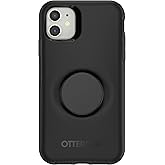 Otter + Pop for iPhone 11: OtterBox Symmetry Series Case with PopSockets Swappable PopTop - Black and Aluminum Black