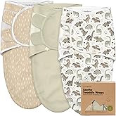 3-Pack Organic Baby Swaddle Sleep Sacks - Swaddles for Newborns, Infant 0-3 Months, Baby Girls, Boys, Soft & Snug Newborn Sleep Sack, Nursery Swaddling Blankets (Dino Ridge, OS)