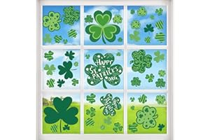 JMANNI St Patricks Day Window Clings, Shamrock Window Stickers for St Patricks Day Decorations, 106 PCS Reusable Static Spring Window Clings for St Patricks Day Decor