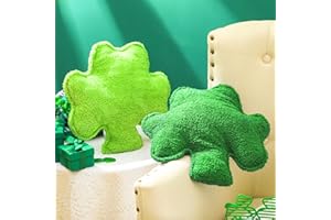 Yuntau 2 Pieces St. Patrick's Day Shamrock Stuffed Pillow Hugging Pillow Green Clover Pillow Decoration for St. Patrick's Day Birthday Bedroom Sofa Couch Gift Supplies