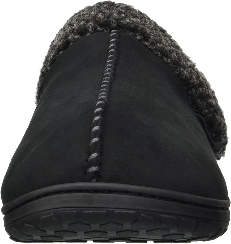 men's dearfoams microsuede whipstitch trim clog slippers