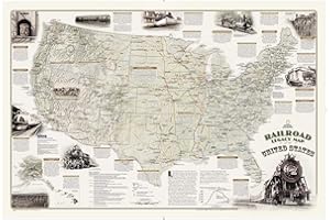 National Geographic Railroad Legacy Map of the United States Wall Map - Laminated (Poster Size: 36 x 24 in) (National Geographic Reference Map)