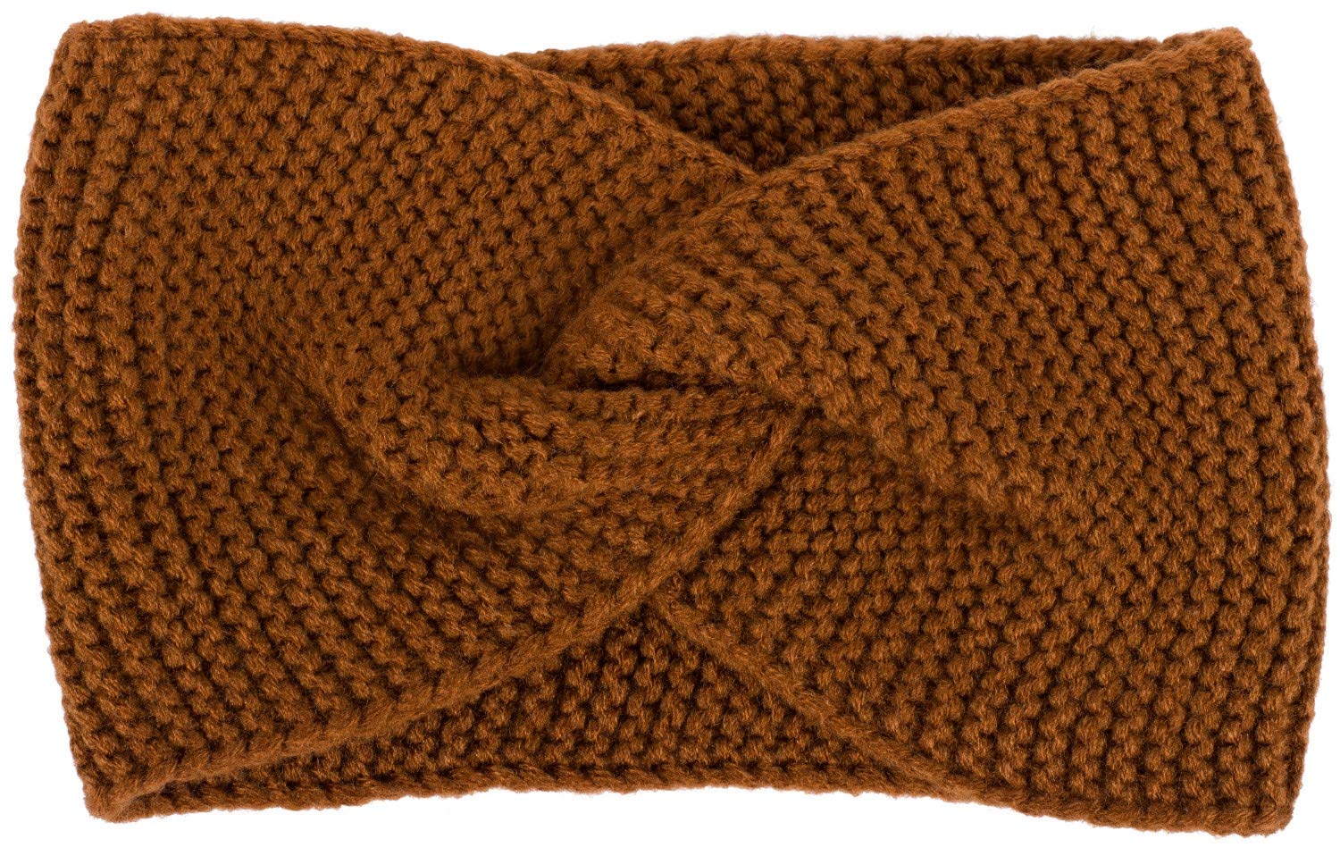 styleBREAKER Women Fine knit headband with twist knot, frizz pattern, warm winter hair band, headband 04026054, color:Cognac