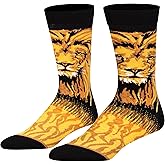 Odd Sox, Men's Funny Designer Brand Novelty Animal Socks, Lion Crew, Large Adult