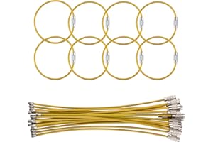 Bidponds 25 Pack Wire Keychain Cable,5.9 Inches Nylon Coated Stainless Steel Key Ring,Luggage Tag Loops,2mm Twist Barrel,Yellow