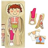 Kidzlane 29 Piece Wooden Puzzle for Toddlers and Kids - Boy Anatomy Puzzle Play Set - Layered Human Anatomy Kid Puzzles - My 