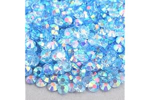 Niziky 5000PCS 4mm Resin Flatback Rhinestones, Transparent Flatback Rhinestones Crystal for Crafts, Light Blue AB Color Flatback Jelly Resin Rhinestones for Shoes, Mugs, Bottles, Cups, Crafts