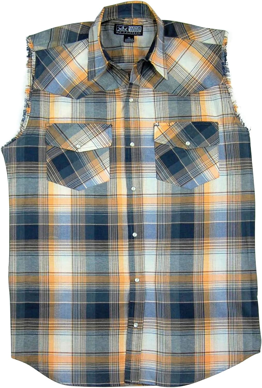 Mens Sleeveless Plaid Country Boy Shirt Pearl Snap Front Men Shirts