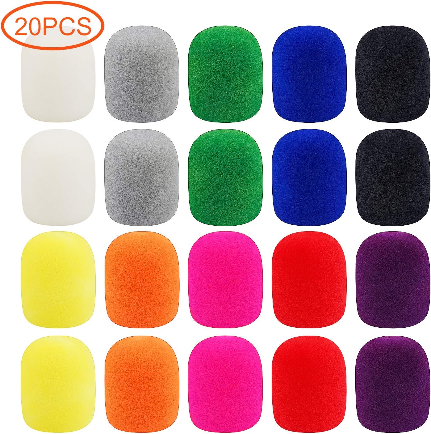 20 Pack Thick Handheld Stage Microphone Windscreen Foam Cover Karaoke DJ (10 Color)