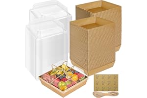 100 Pcs Charcuterie Boxes with Clear Lids, 5.5 x 4.9 Inches To Go Dessert Boxes Kraft Bakery Box Disposable Food Containers f