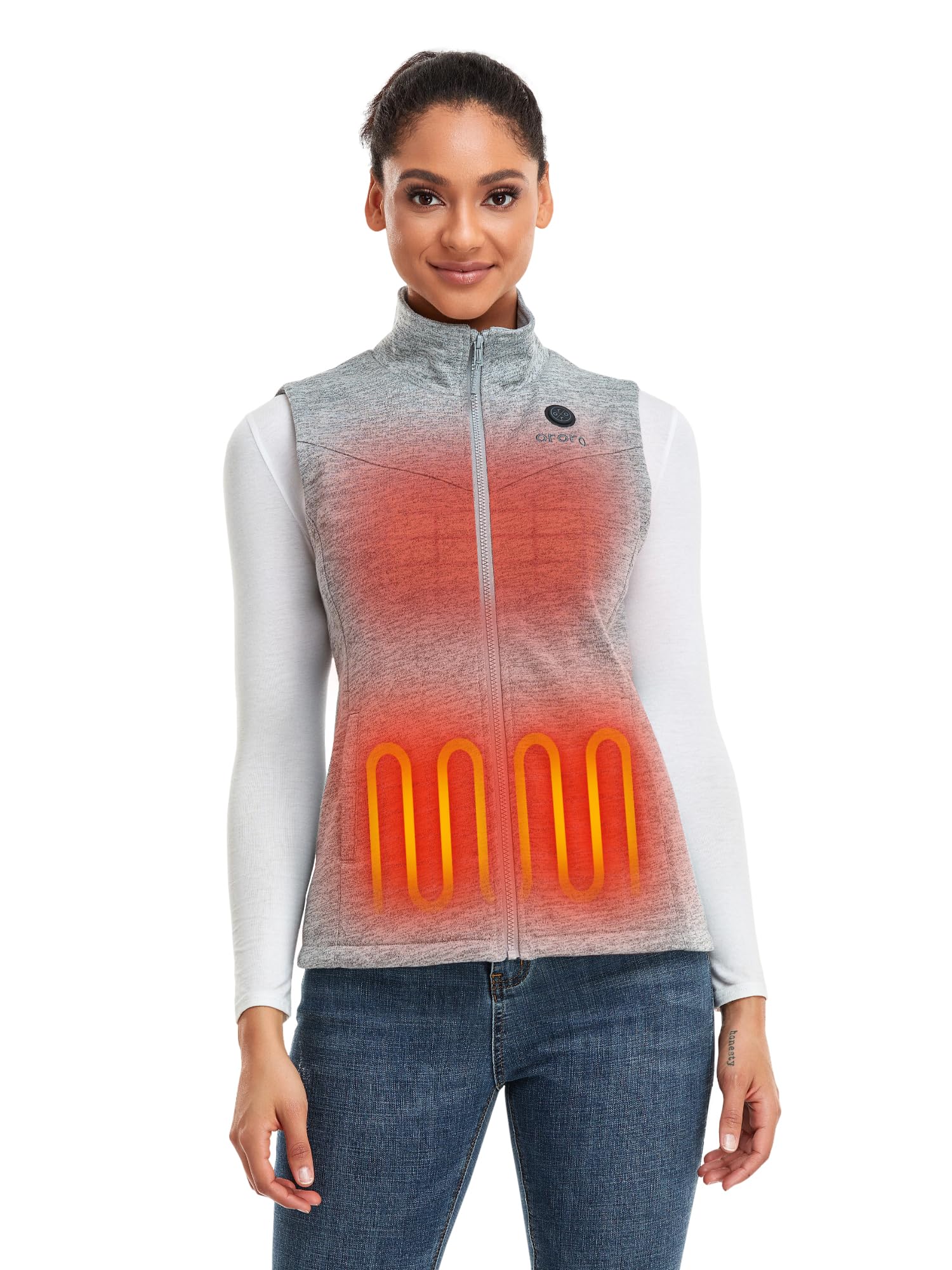 Photo 1 of (BATTERY ONLY) ORORO Women's Heated Fleece Vest with Battery, Lightweight Heating Vest Fleece (Charger Not Included) (Grey,M)