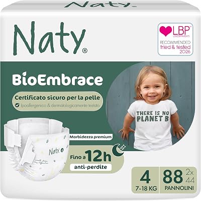 BioEmbrace Pannolini, Taglia 4 (7–18kg), 88 pezzi