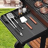 SARTNP Silicone Griddle Tools Mat for Blackstone, Griddle Accessories Side Shelf Mat Grill Pad for Outdoor Grill Kitchen Counter Spatula Silicone Mat with Drip Pad (Black)