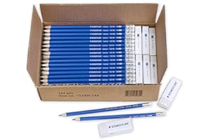 STAEDTLER Norica #2 HB Pencils Class Pack with Erasers, 144-Count School Supplies Set, Break-Resistant Lead, Pre-sharpened bu