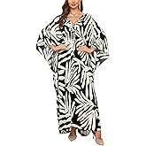 KEYLORTING Women’s Kaftan Beach Cover Up Dress Plus Size Summer Swimsuit Loungewear Maxi Dress