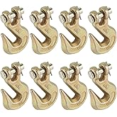 ZEONHAK 8 Pack 5/16 Inch Clevis Grab Hook, Grade 70 Forged Steel Chain Hooks, Work Load Limit 4700 lbs, Heavy Duty Grab Hook for Trailer, Truck, Winch Tow Chain Transport