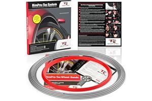 TR RIMPRO-TEC RimPro-Tec Alloy Wheel Bands Rim Guards for Car Wheels and Light Trucks - Gator Wheel Rim Guards for Car Wheels Protection and Style - Silver Track/Red Pinstripe Fit From 12" to 22” Set of Wheels