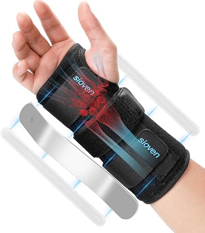 Sioven Carpal Tunnel Wrist Support Brace with 3 Straps Right Hand L/XL