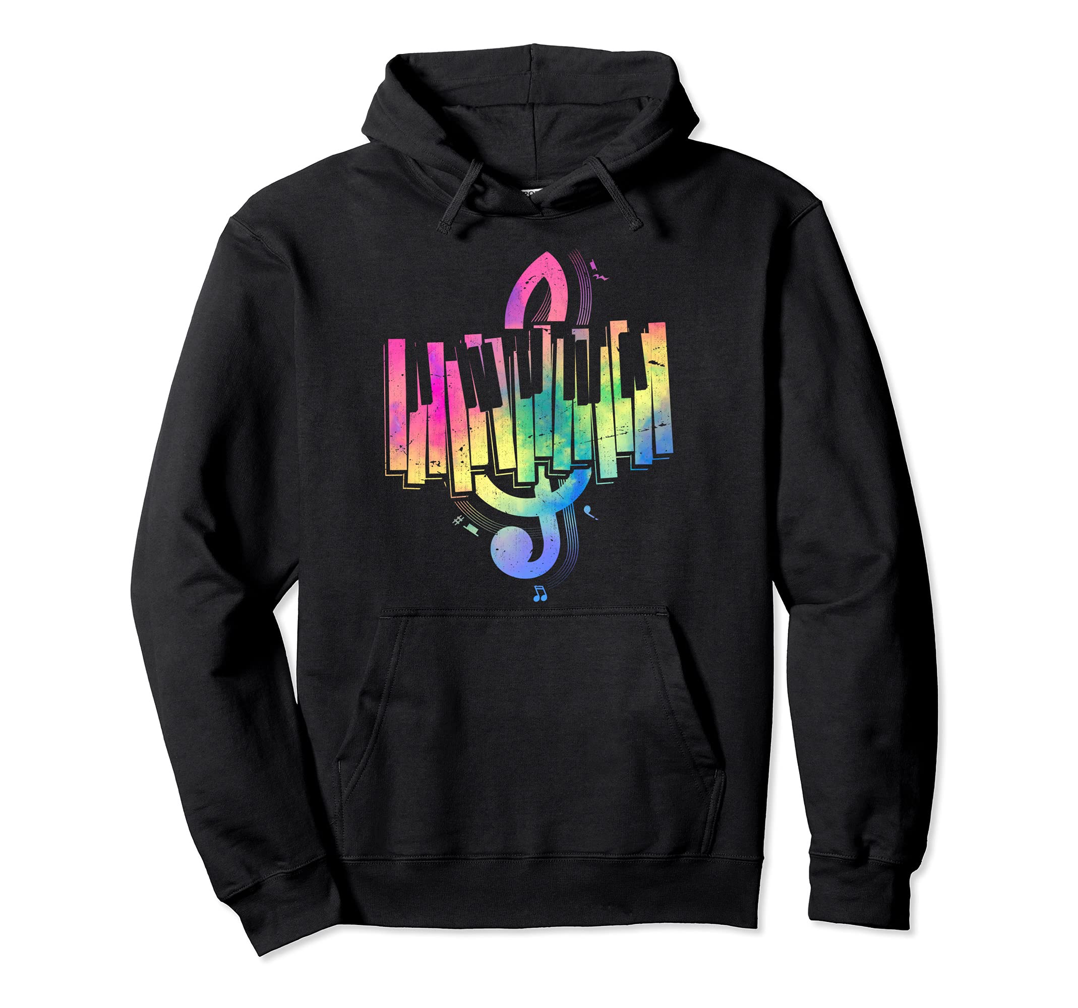 Colorful Keyboard Music Notes Pianist Instrument Piano Pullover Hoodie