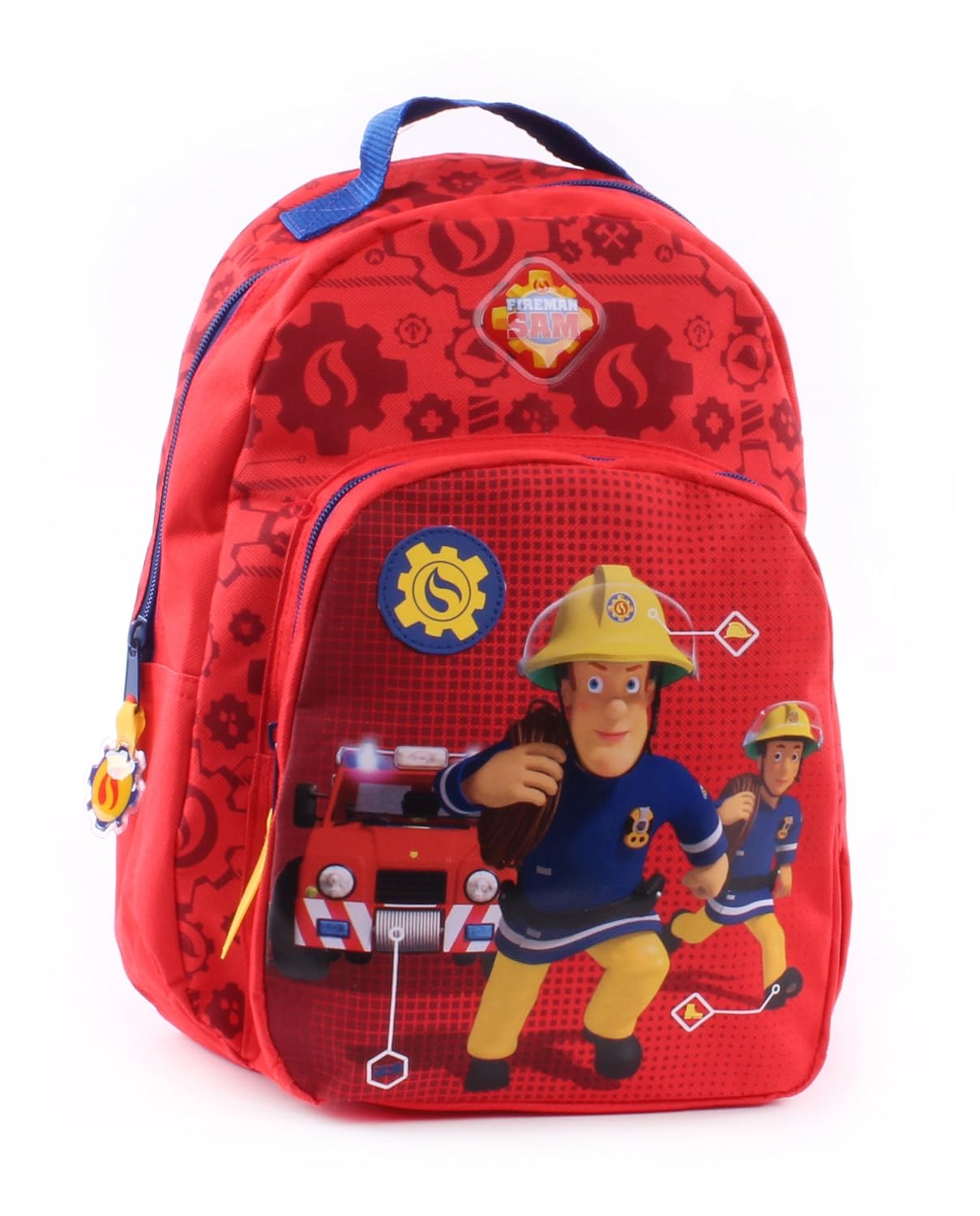 Feuerwehrmann Sam 3D Trolley Rucksack – Kinder Reisekoffer Mit Rädern Zum Ziehen Und Tragen, 31 Cm (blau/rot)