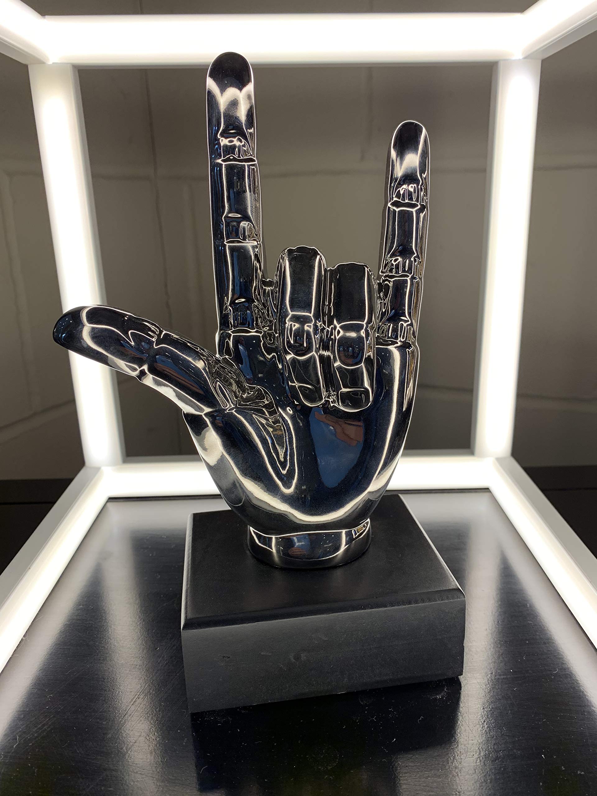 Febland Ceramic I Love You Hand Sign, Silver, Small