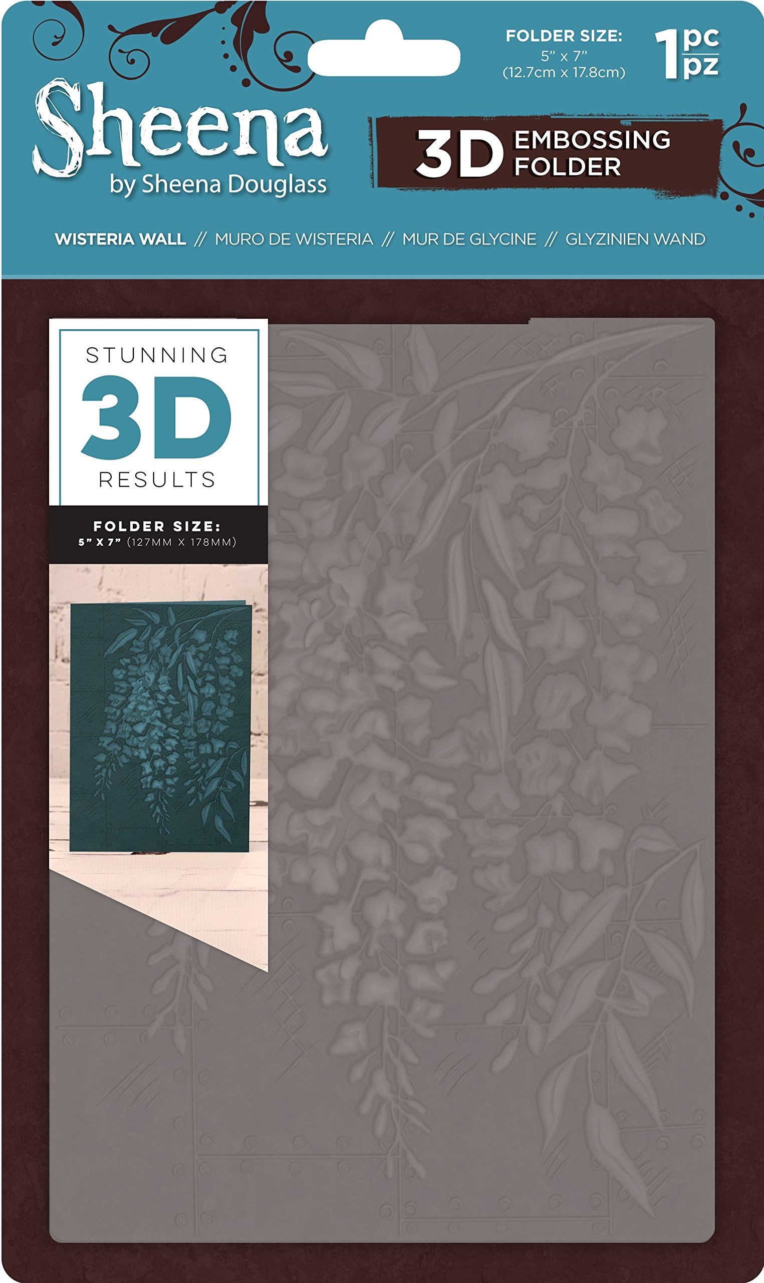 Sheena 5"x7"-Wisteria Wall 3D Embossing Folder, 15 x 0.6 x 25.1 cm