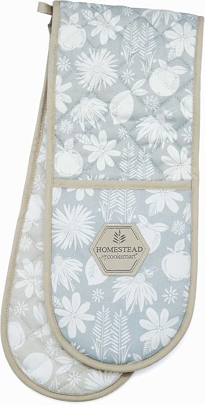 Cooksmart Double Oven Gloves Heat Resistant British Designed Oven Gloves