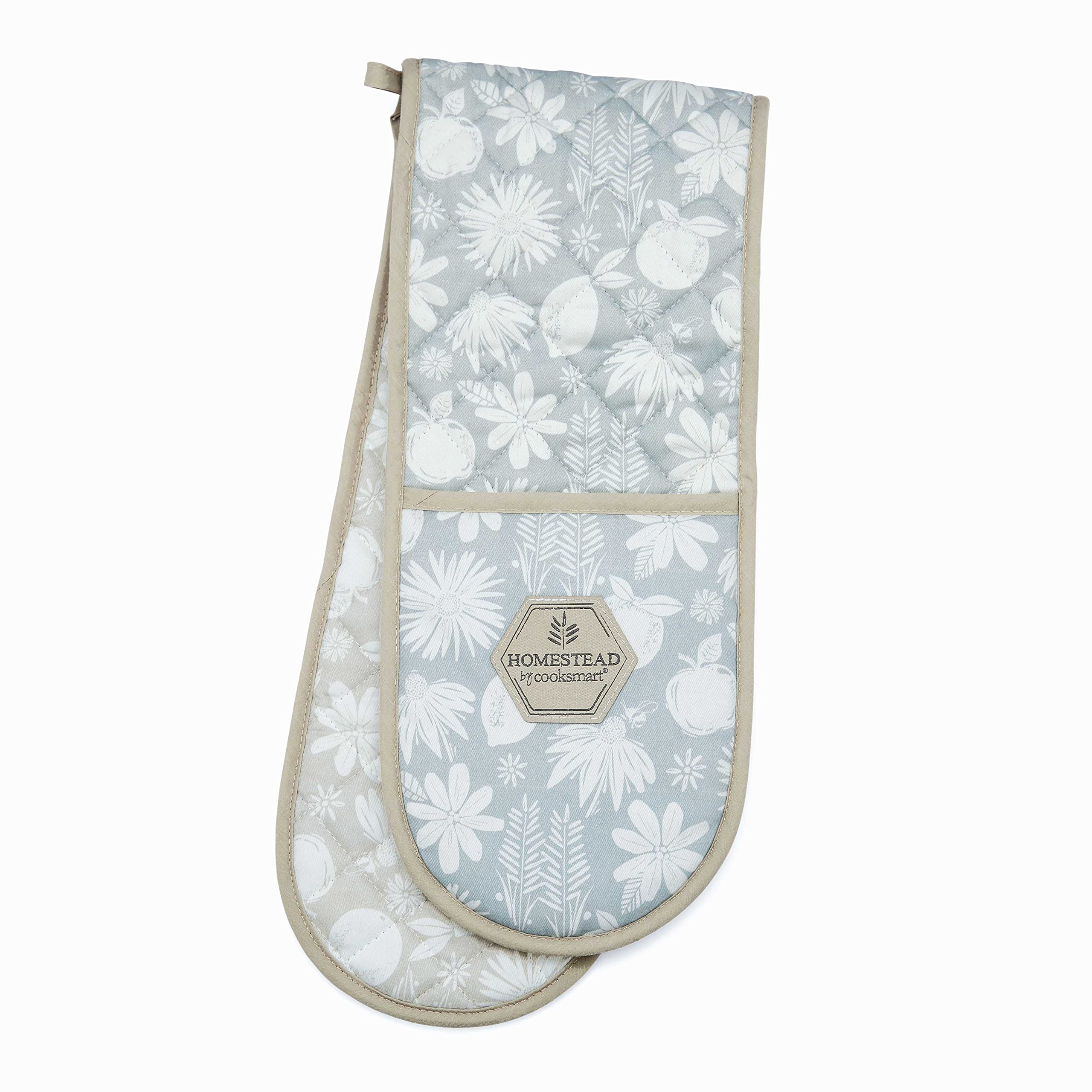 Cooksmart Double Oven Gloves Heat Resistant | British Designed Heat Resistant Oven Gloves | Modern Oven Mitt & Potholder for Home Cooking | Heat Protection Kitchen Oven Gloves - A Winters Tale