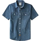 Dubinik&reg; Denim Shirt Men Short Sleeve Button Down Mens Shirts 2 Pocket Western Soft Work Casual Cowboy with Comfortable