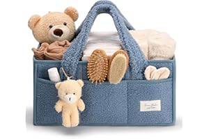PeraBella Baby Diaper Caddy Organizer with Handle, Boy & Girl Shower Gift Basket, Portable Diaper Storage Basket Bin for Wipes, Newborn Baby Essentials Registry Search Must Haves, Car Caddy Organizer