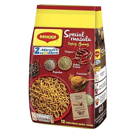 Maggi 2-Minute Masala Noodles,(Pack of 12)