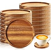 Zhehao 16 Pcs Acacia Wood Coasters Bulk 4 Inch Wooden Stackable Reusable Drink Coasters for Coffee Tea Table Protection Table Bar Home Desk Supplies Housewarming Gifts(Round)
