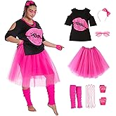 Seawhisper 80s Costumes T-Shirt Tutu for Plus Size Women Girls Halloween Outfit Styles Accessories 12-30