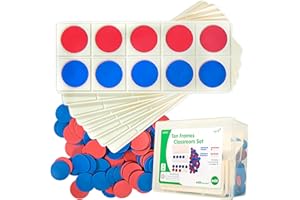 edxeducation Ten Frame Classroom Set - Math Manipulatives for Kids - 16 Plastic Ten Frames - 160 Counters - Classroom Math Supplies
