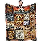 Tuniaops Motorcycle Blanket, Motorcycle Gifts for Men/Women, Best Gifts for Motorcycle Riders/Lovers Men Riding Blanket for Couch Sofa Bed Super Soft Plush Throw Blanket 60"x50"