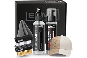 Blackline ELMT Hat Cleaning Kit — Quick-drying, US-Made, Cleans 50+ Hats — Hat Cleaner for Baseball Caps of all Materials Cotton, Wool, Leather, Felt and more (8oz Solution, Deodorizer, Towel & Brush)