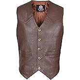 WICKED STOCK Men’s Motorcycle Fashion Mens Brown Leather vest Classic Western Style Leather Vest