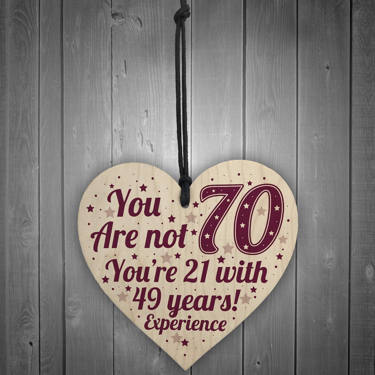 Red Ocean 70th Birthday Gifts For Women/Men 70th Birthday Card 70th Birthday Decoration Gift For Mum Dad Nan Grandad Wooden Heart - Image 3