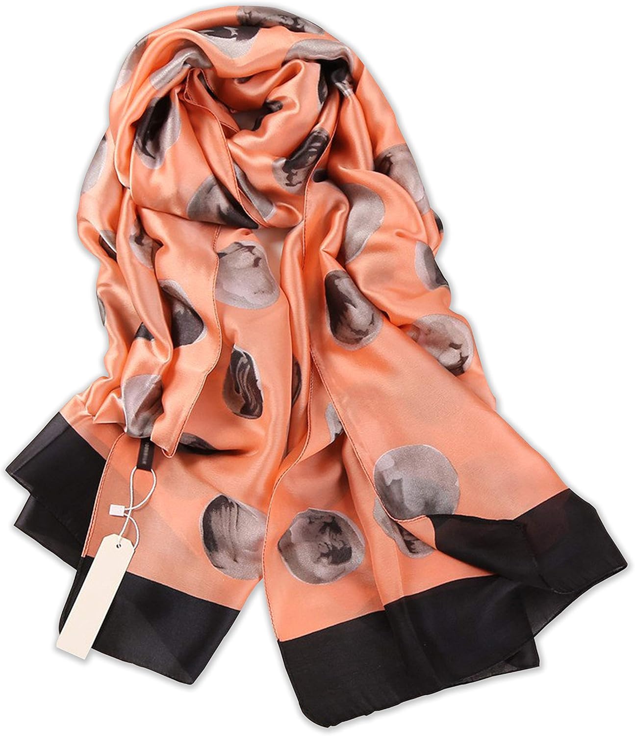 Silk Scarf Orange Long Lightweight Womens Fashion Scarves for any